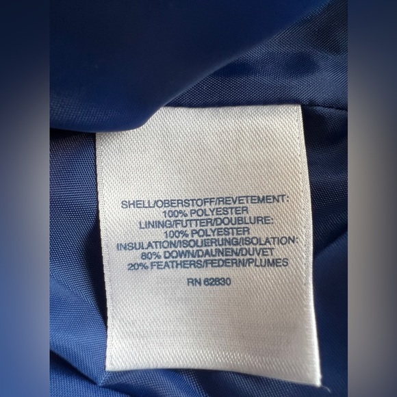 Lands' End Puffer Down Vest Blue with White Polka Size M/P 10-12 Full Zip - Picture 9 of 11